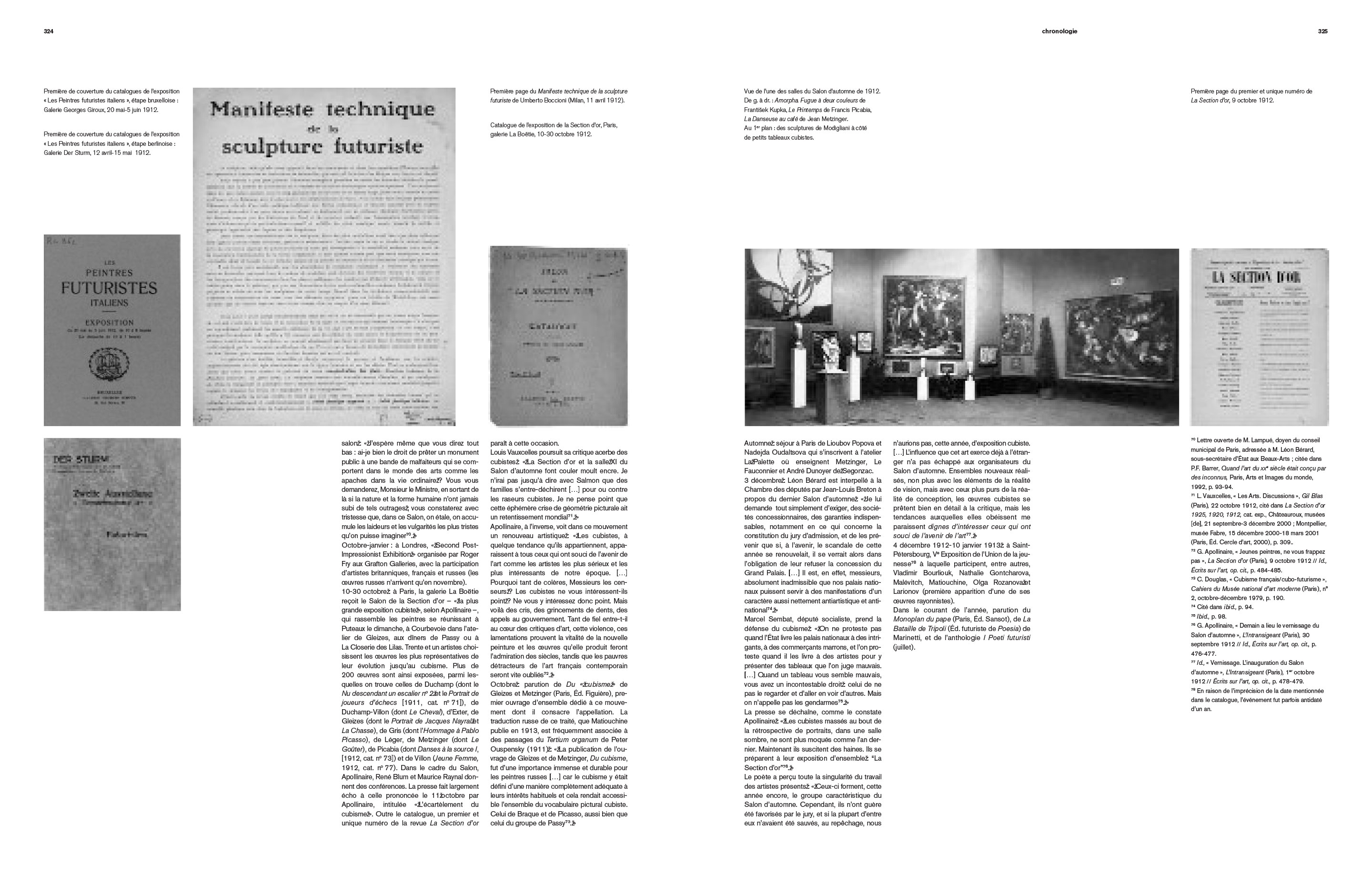 Catalogue d’exposition Le Futurisme à Paris Une avant-garde explosive Pages 324-325 Éditions du Centre Pompidou / 5 Continents Editions